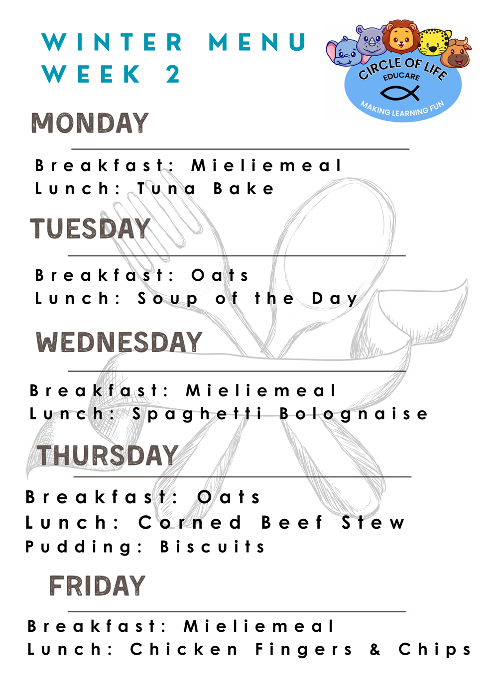 Winter Menu Week 2
