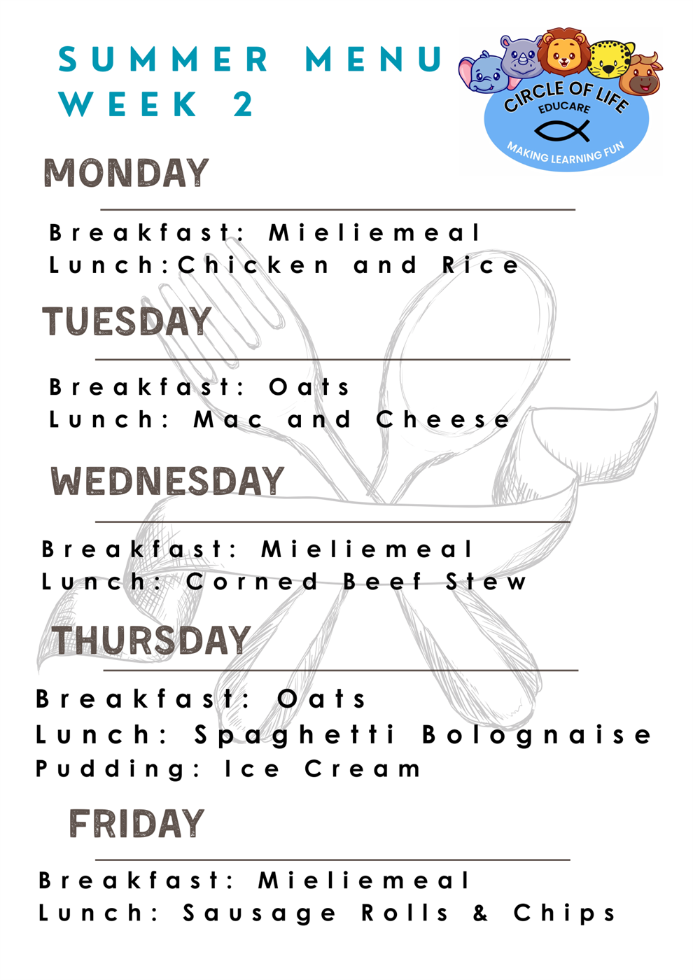 Summer Menu Week 2