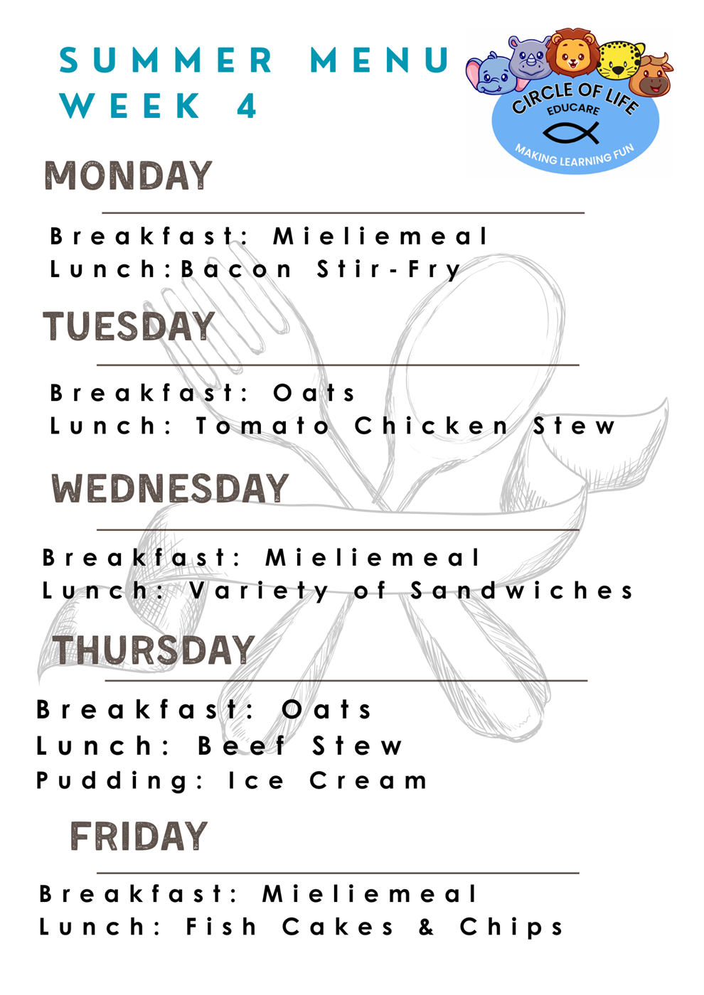 Summer Menu Week 4
