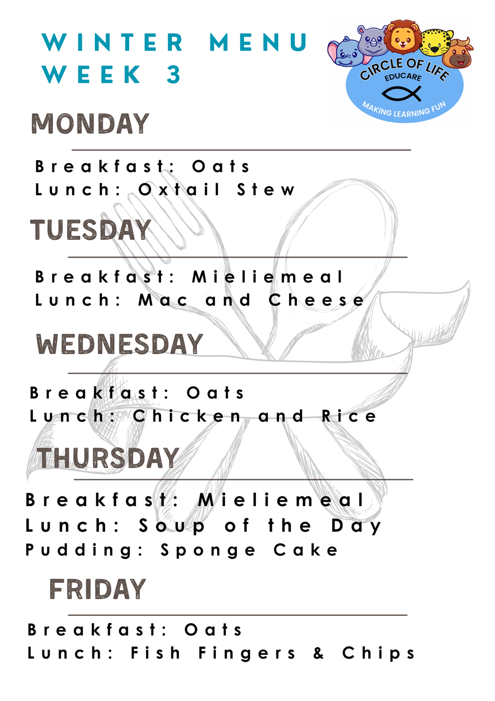 Winter Menu Week 3