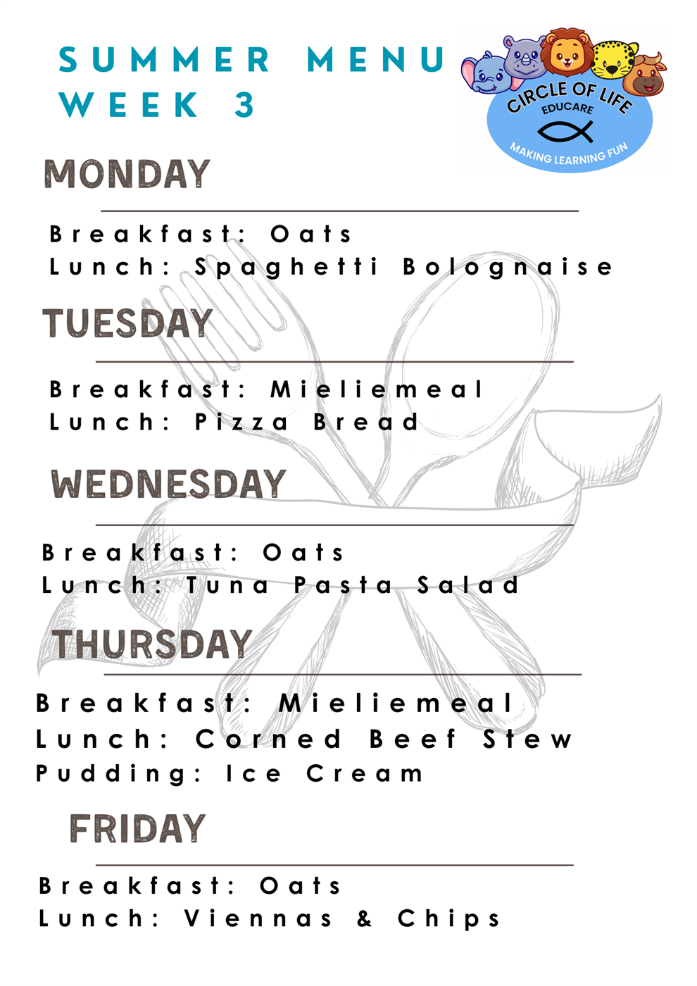 Summer Menu Week 3