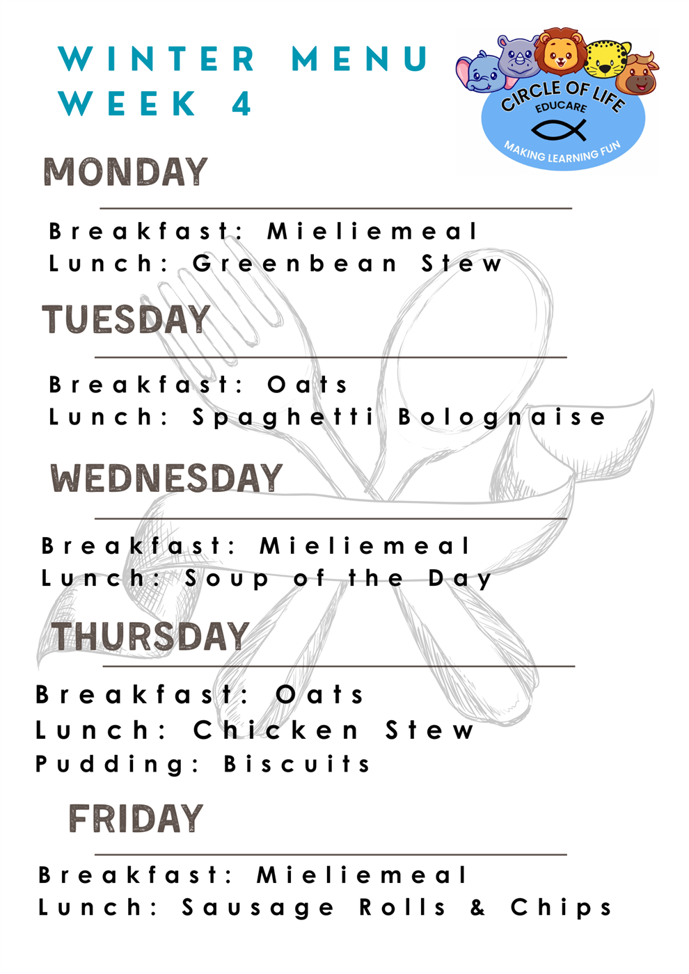 Winter Menu Week 4