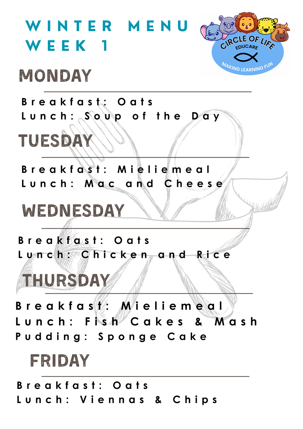 Winter Menu Week 1